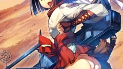 Guns anime girls brown eyes mecha