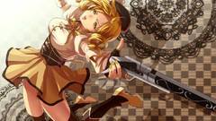 Guns Anime gloves anime girls boots mahou shoujo madoka magica 