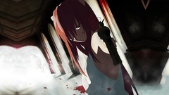 Guns Anime horns elfen lied redheads blood splatters