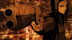 Guns Anime sepia anime girls ergo proxy black hair re-l mayer