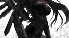 Guns armor red eyes long hair reiuji utsuho touhou black hair 