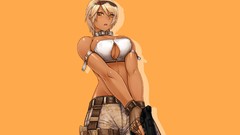 Guns camouflage sunglasses blondes anime girls boobs Simple 