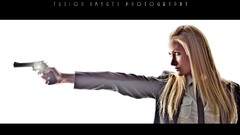 Guns faces blondes models artwork portraits