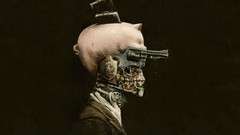 Guns faces drugs pigs novel greed