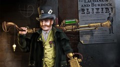 Guns hats steampunk gentleman standing weaponry digital art