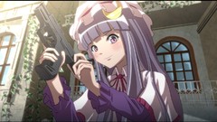 Guns long hair anime girls touhou purple hair patchouli 