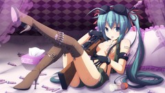 Guns long hair boots hatsune miku vocaloid Rifles twintails no 