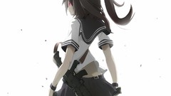 Guns red eyes pistols anime girls school uniforms Rifles