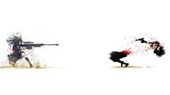 Guns shooting snipers anime girls school uniforms Simple 