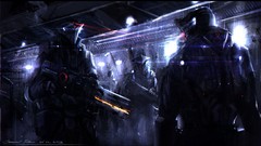 Guns soldiers Warriors science fiction sci-fi red light