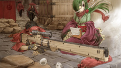 Guns weapons green hair