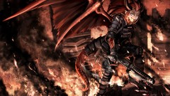 Guns wings Anime horns anime girls demons shotguns