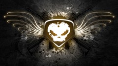 Guns wings grunge skulls firearms digital art artistic