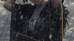 GUWEIZ digital art artwork drawing Shinobi Katana snow