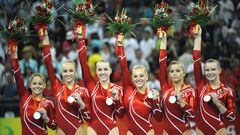 Gymnast red suit Arms