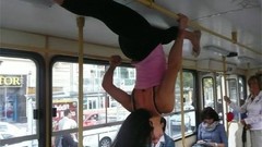 Gymnastics pole fitness flexible woman pole dancers