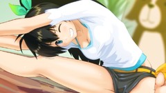 Gymnastics ponytails black hair flexible woman