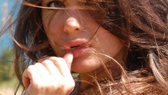 Hair in face brunettes