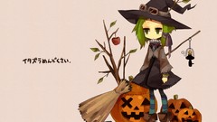 Halloween anime girls vocaloid Simple Background