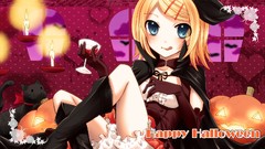 Halloween boots blue eyes short hair vocaloid kagamine rin