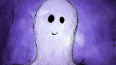 Halloween ghosts smiling artwork