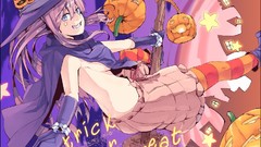 Halloween pumpkins pink hair witches