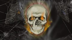 Halloween skulls spider webs