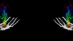 Hands abstract artwork flames