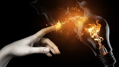 Hands electricity bulbs Photo manipulation