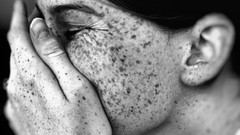 Hands faces closed eyes freckles