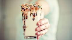 Hands milk Candies Objects cups sprinkles