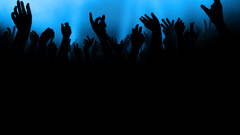 Hands silhouettes rave dancing