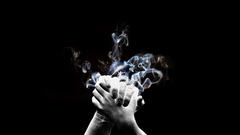 hands smoke digital art artwork black background