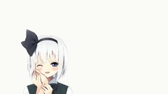 Hands white background white hair blush anime girls blue eyes 