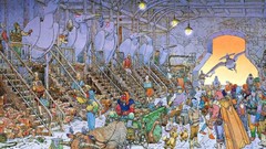 Hangar drawings science fiction cityscapes artwork fantasy art 