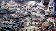 Hangar paintings spaceships science fiction artwork futuristic 