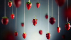 Hanging strawberries fruits minimalistic