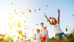 Happiness children Poppies