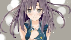 Happy blush long hair gray eyes anime girls brunettes crying