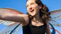 Happy girl butterfly wings