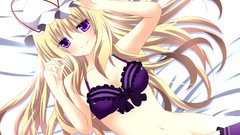 Hats anime girls bra touhou yakumo yukari purple eyes underwear 