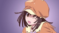 Hats anime girls brown eyes brunettes short hair bakemonogatari 