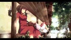 Hats anime girls brunettes short hair touhou nekomimi animal 