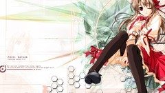 Hats anime girls brunettes thigh highs hazel eyes Pia