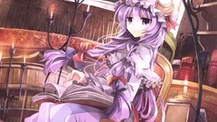 Hats anime girls touhou purple hair patchouli knowledge video 