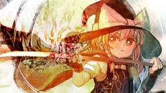 Hats anime girls witches touhou kirisame marisa video games