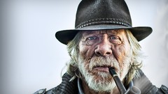Hats beard pipes blue eyes video games old people