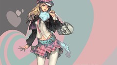 Hats belts blondes skirts anime girls brown eyes soft shading 