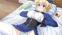 Hats blondes anime girls blue eyes cleavage underwear panties 