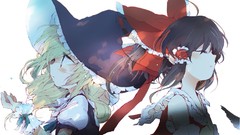 Hats blondes anime girls brunettes hakurei reimu touhou 